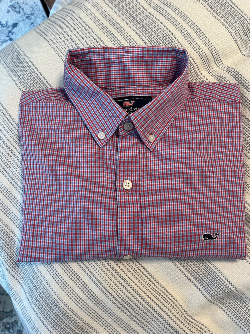 Vineyard Vines Blue and Red Slim Fit Whale Shirt